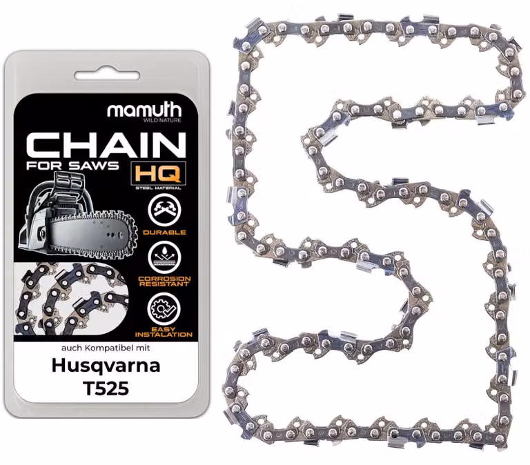 Catena per motosega, 25 cm, 1,3 mm, passo 1/4", 60 maglie, compatibile con Husqvarna T525