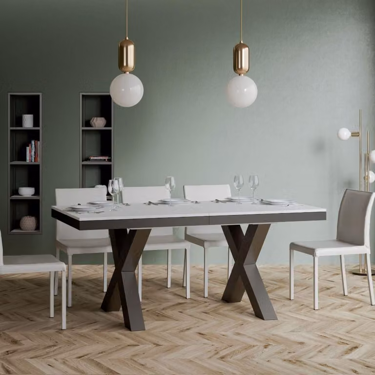 ITAMOBY - Tavolo allungabile 160/264x90 cm Traffic Evolution bianco frassino telaio e gambe antracite