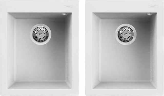 Lavello Elleci Incasso 2 vasche 41x50 Quadra 200 Keratek Plus Bianco White Assoluto LKQ20096