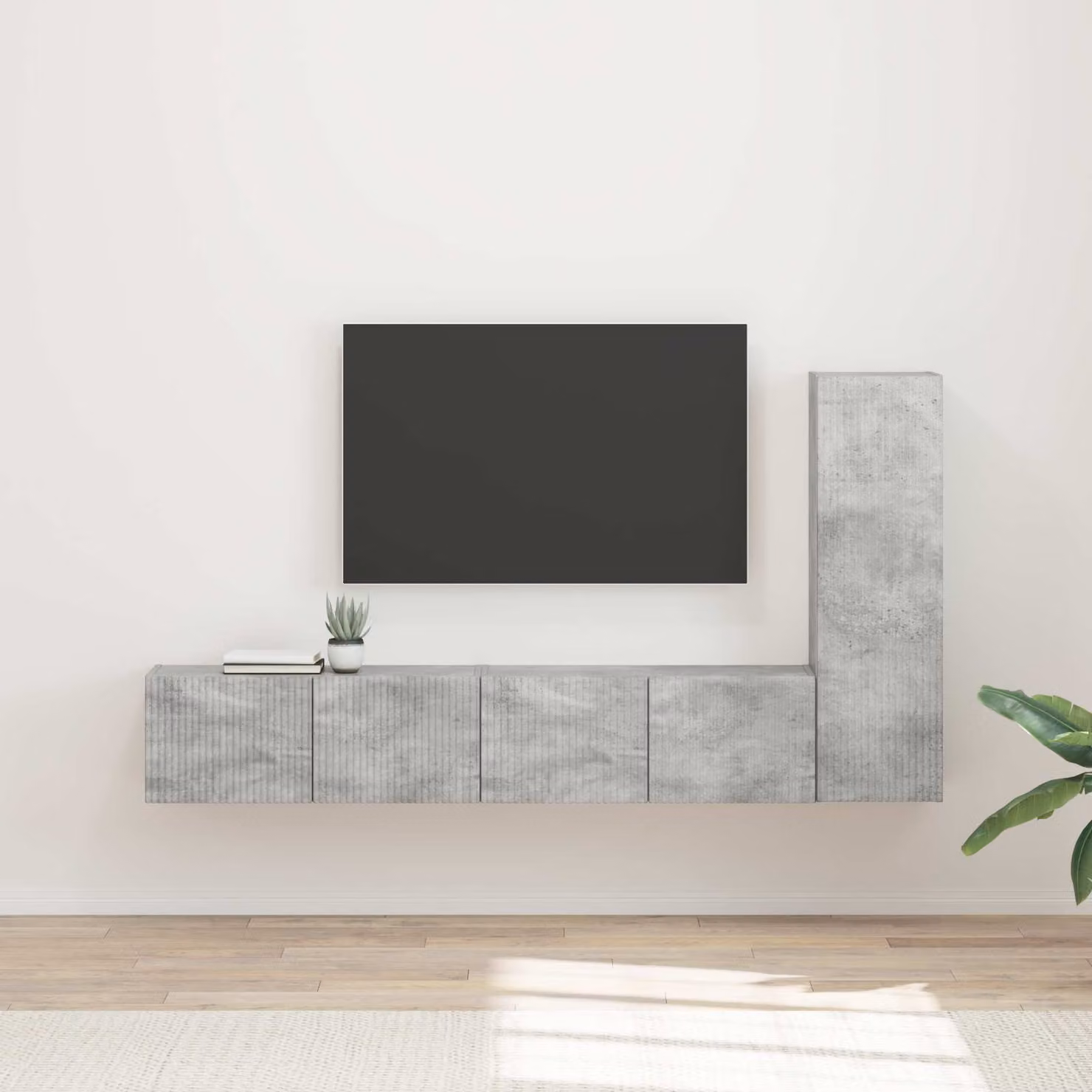 Set mobile TV moderno vidaXL in 3 pezzi, Grigio, Legno e MDF per soggiorno