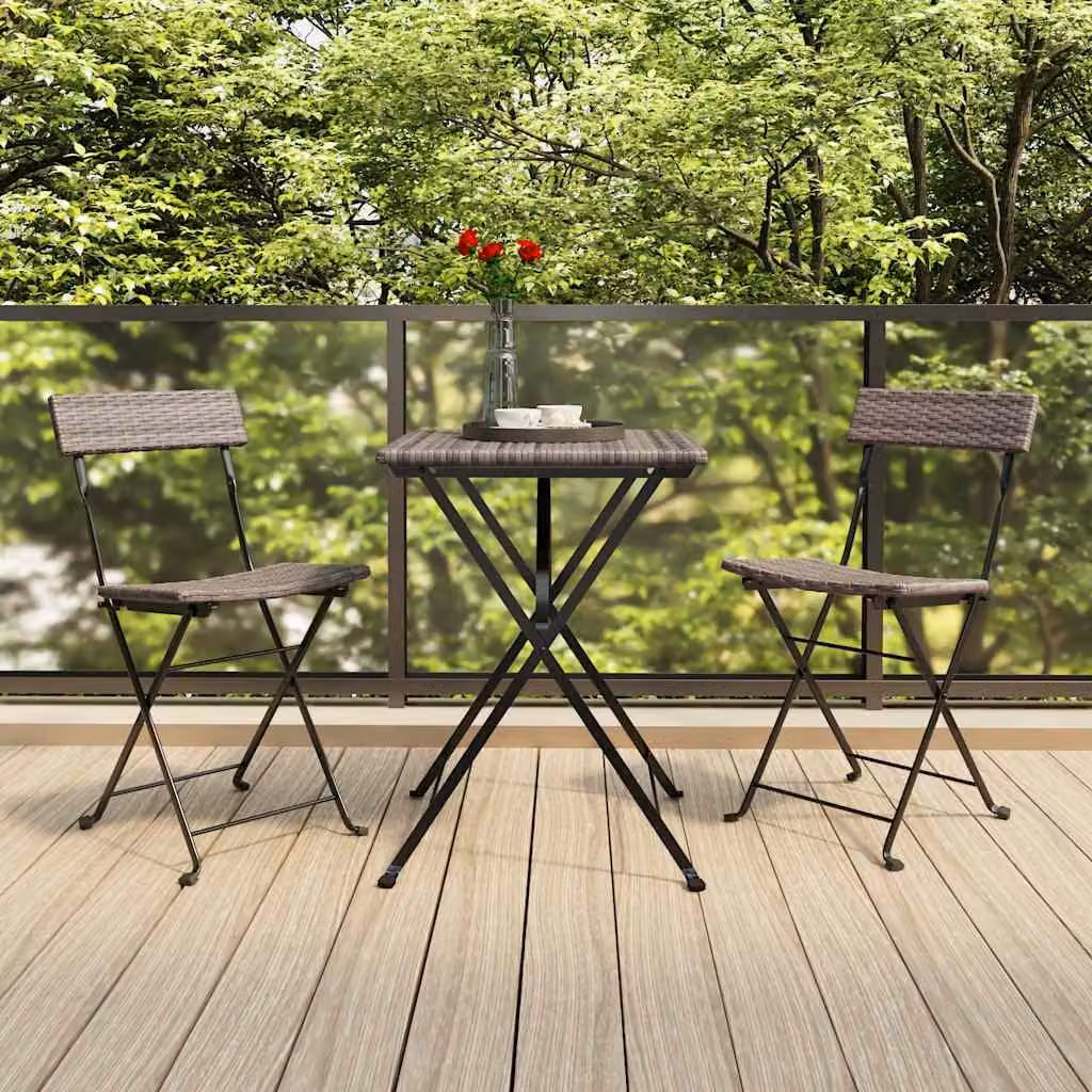 Set di 2 sedie pieghevoli vidaXL in polyrattan grigio e acciaio per giardino e terrazza