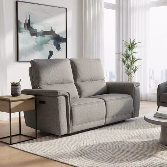 Divano recliner elettrico Tezeta a 2 posti in tessuto grigio L: 164 cm, P: 102 cm, H: 76 cm