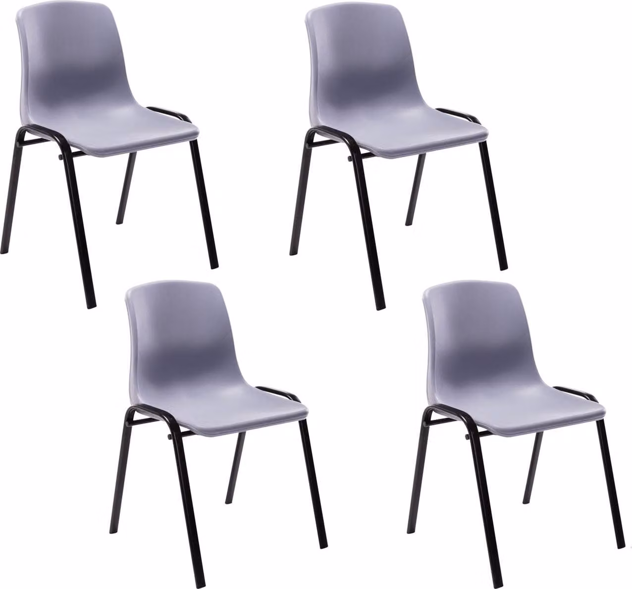 Set di 4 sedie impilabili CLP Nowra in plastica, impilabili e dal design moderno, colore nero