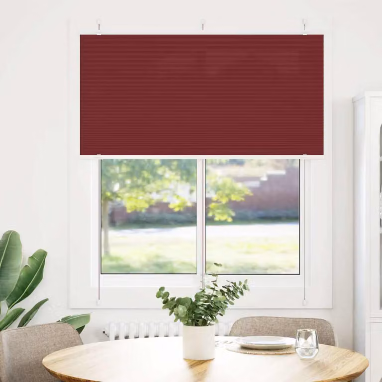 vidaXL Tenda Plissettata Rosso Bordeaux 120x100 cm Larghezza Tessuto
