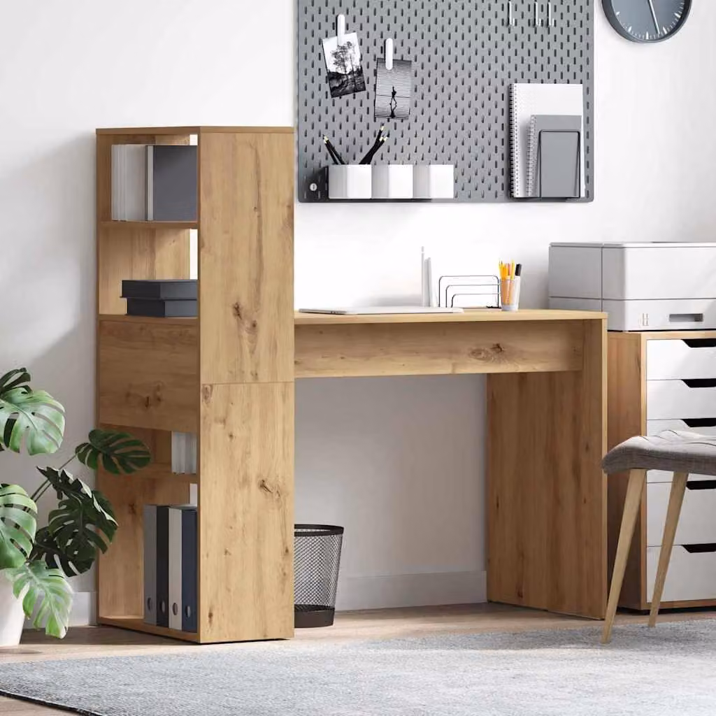 Maison Exclusive - Scrivania in legno composito effetto "Artisan Oak", dimensioni 113 x 54 x 120 cm