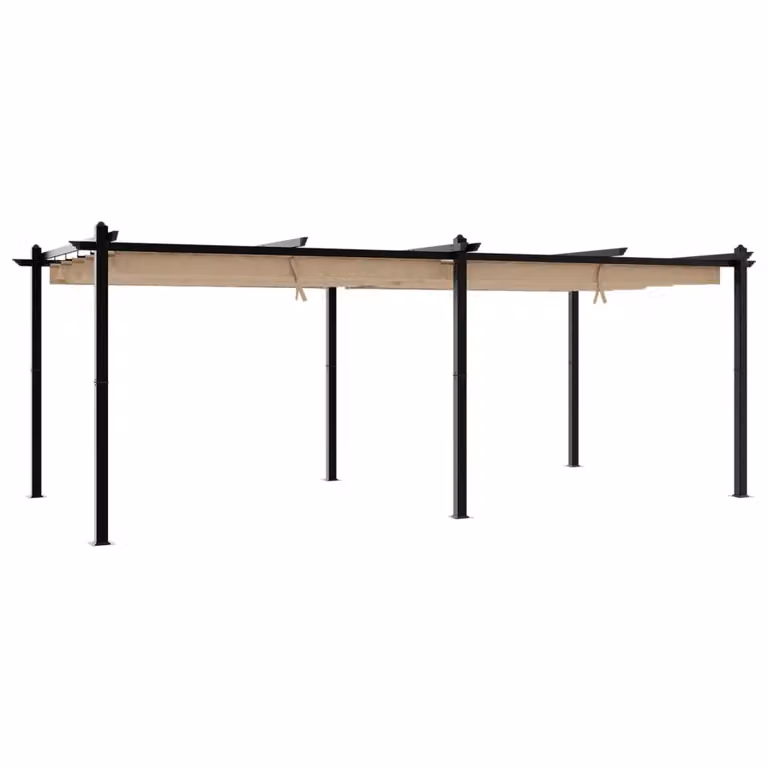 Gazebo da Giardino con Tetto Retrattile Tortora 3x6 m Alluminio