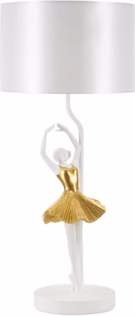 Lampada da tavolo Ballerina Vikasa Home in resina e metallo bianca e oro H: 64 cm, L: 28 cm