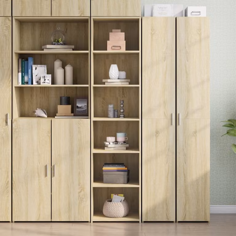 Credenza moderna vidaXL in legno MDF color rovere, sospesa, L: 45 cm, P: 41 cm, H: 185 cm