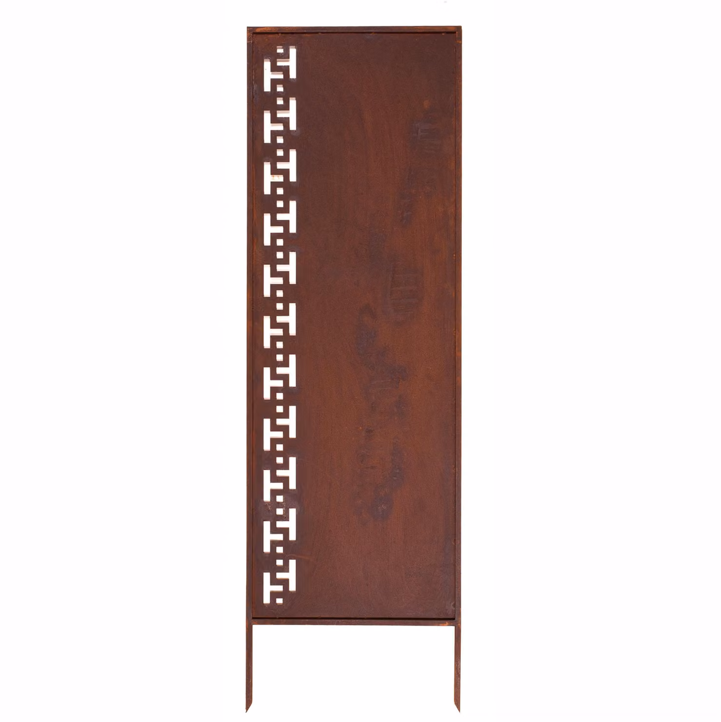 Pannello decorativo da giardino in acciaio arrugginito 160x50 cm con motivo greco, effetto corten