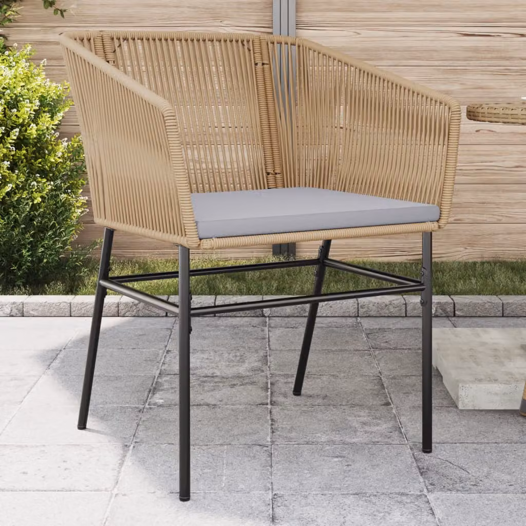 Set di 2 sedie da giardino vidaXL in polyrattan marrone con cuscini inclusi