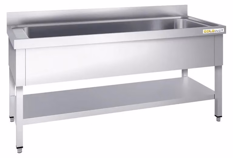 Lavello in acciaio inossidabile di grandi dimensioni, con vasca singola PREMIUM, modello GOLDINOX, dimensioni 1400x600 mm