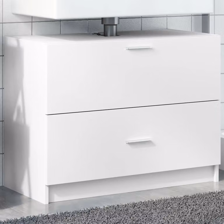 Mobile Lavabo Moderno vidaXL Bianco con Ante a Cerniera in MDF, L: 78 cm, P: 37 cm, H: 59 cm