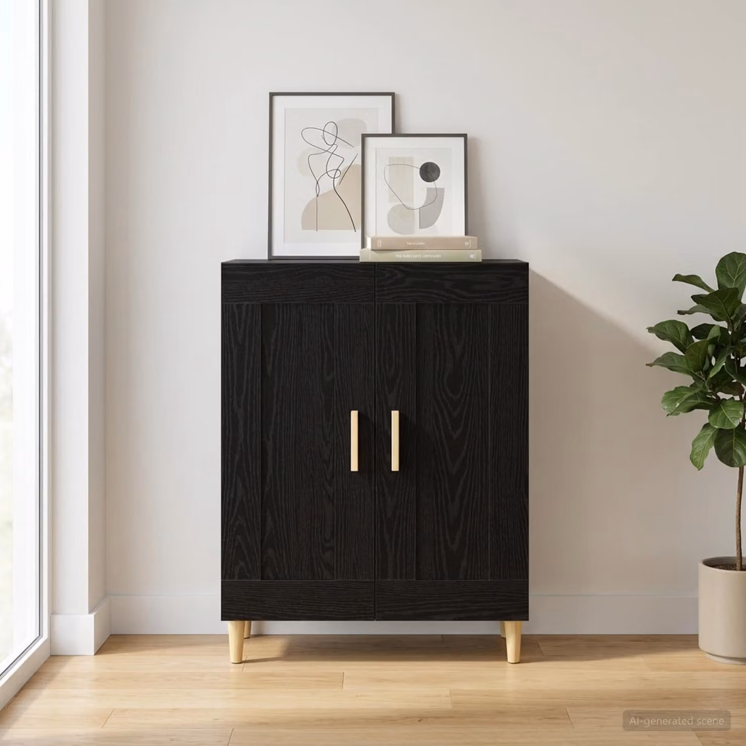 Credenza moderna vidaXL in legno nero, L 69,5 cm x P 34 cm x H 90 cm