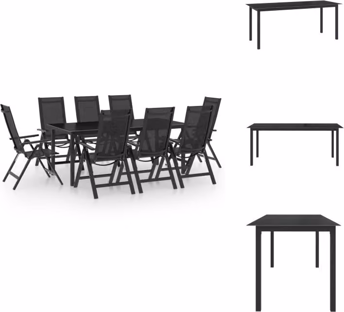vidaXL Set da pranzo da giardino 9 pezzi in alluminio antracite - Set di mobili da giardino