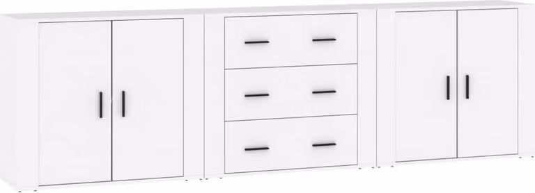 Credenze 3 pz Bianco in Legno Multistrato