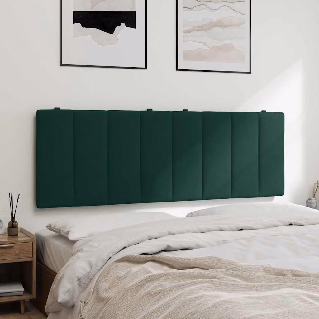 Testiera Hanko vidaXL in velluto verde scuro con design a strisce, L: 120 cm