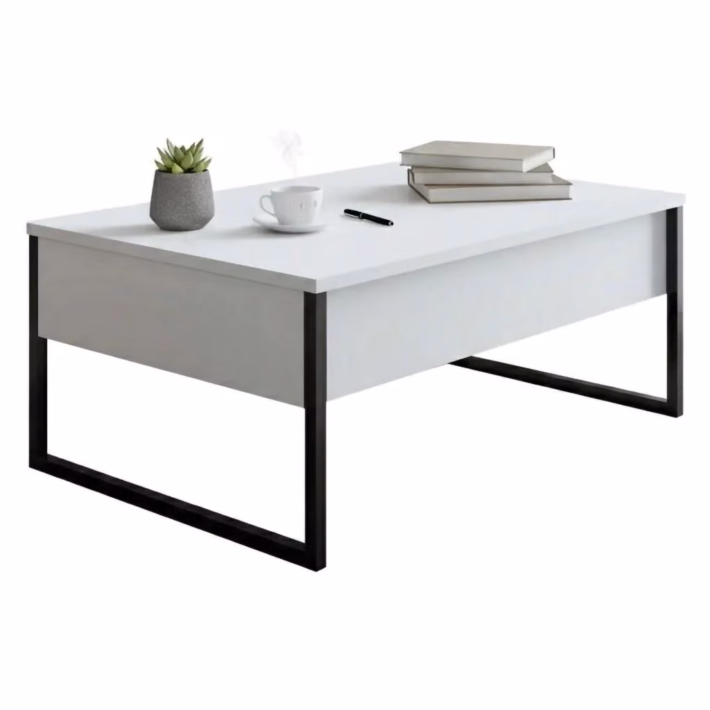 Tavolino da salotto moderno DMORA rettangolare Bianco e Nero L: 60 cm, P: 90 cm, H: 40 cm – 2