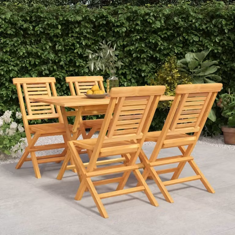 The Living Store 5 pezzi. Set da pranzo da giardino in legno massiccio teak