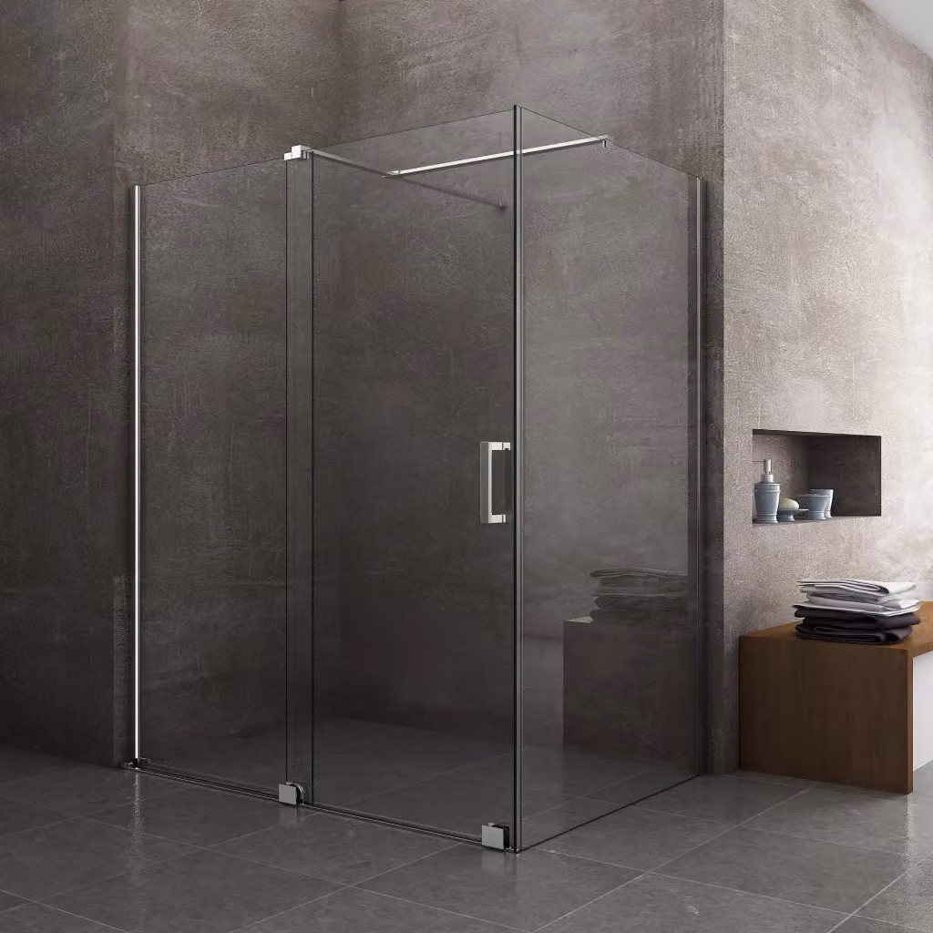 Box Doccia Angolare LANERI con Pannello Fisso e Porta Scorrevole Senza Telaio, Trasparente Cromo, H 200 x L 100 x P 140 cm – 2