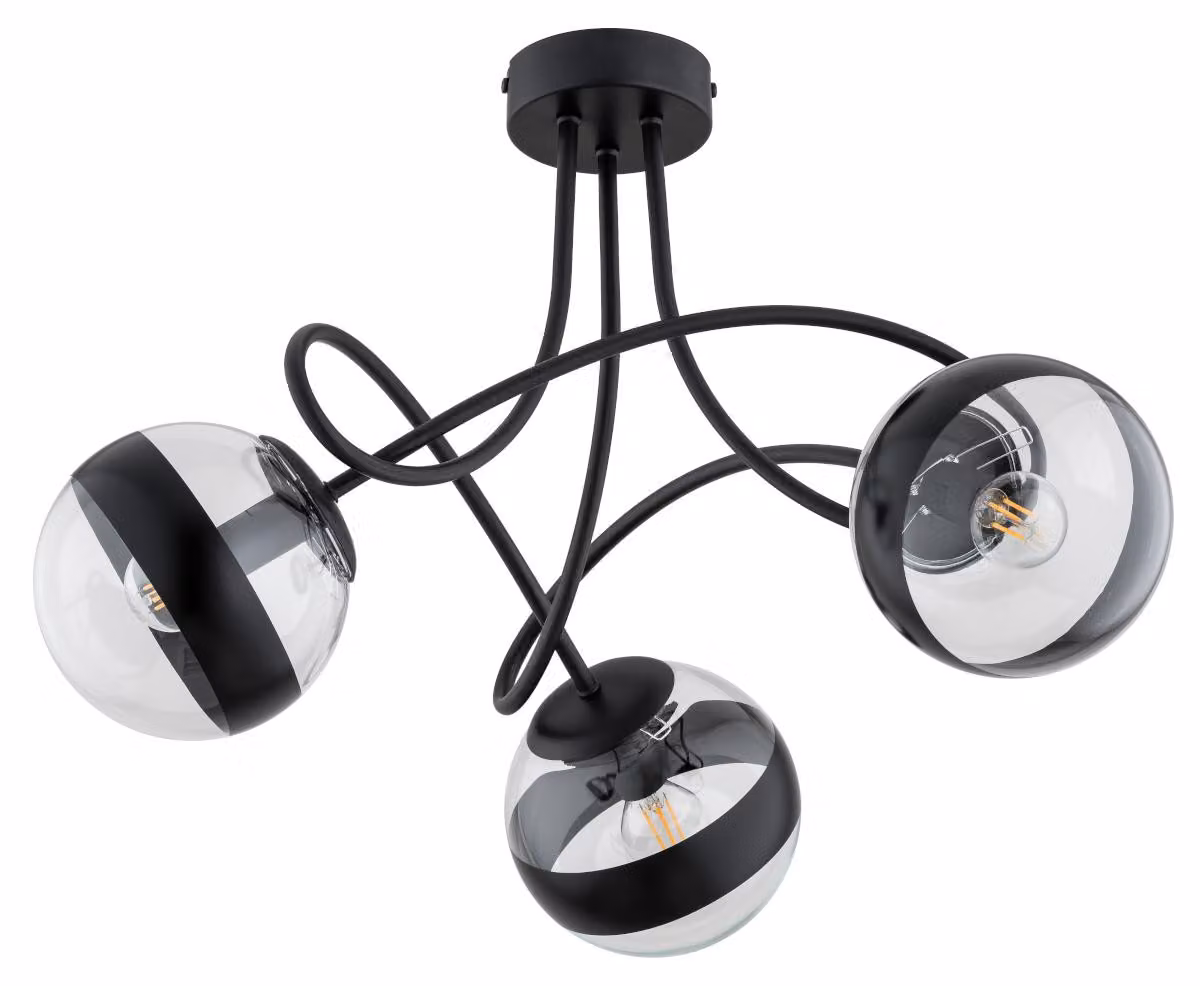 Lampada da soffitto KARO nera 3xE14x10W in vetro, dimensioni: 38x58x58 cm, IP20, Alfa