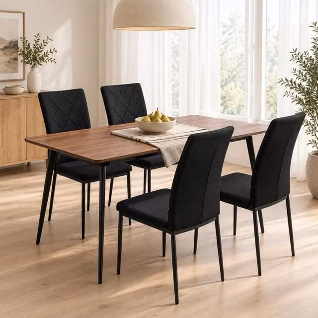Set di 4 sedie da pranzo imbottite in velluto con struttura in metallo, sedie ergonomiche per cucina e soggiorno, capacità fino a 120 kg
