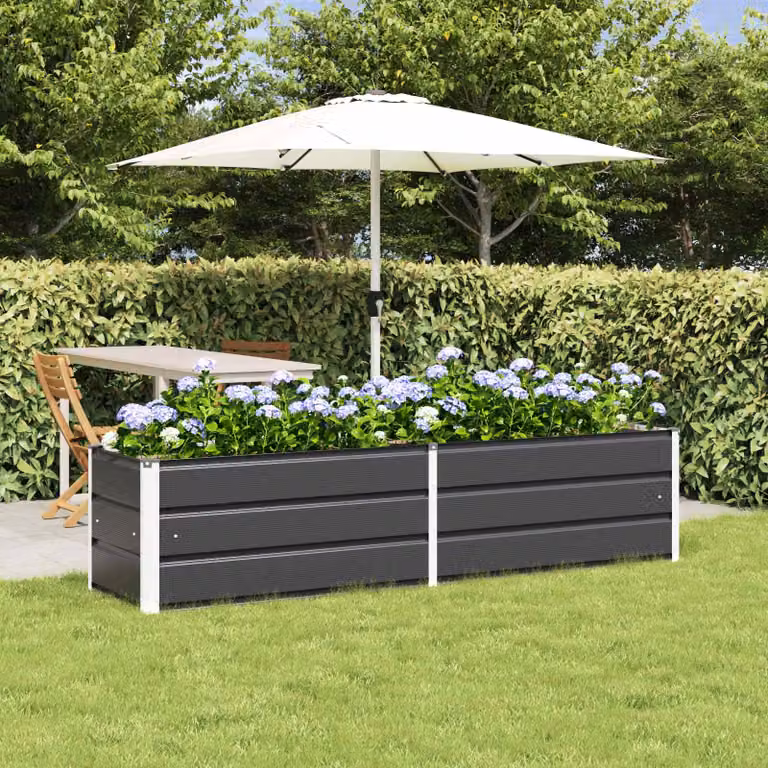 Fioriera vidaXL in acciaio zincato colore antracite L: 195 cm, P: 50 cm, H: 45 cm