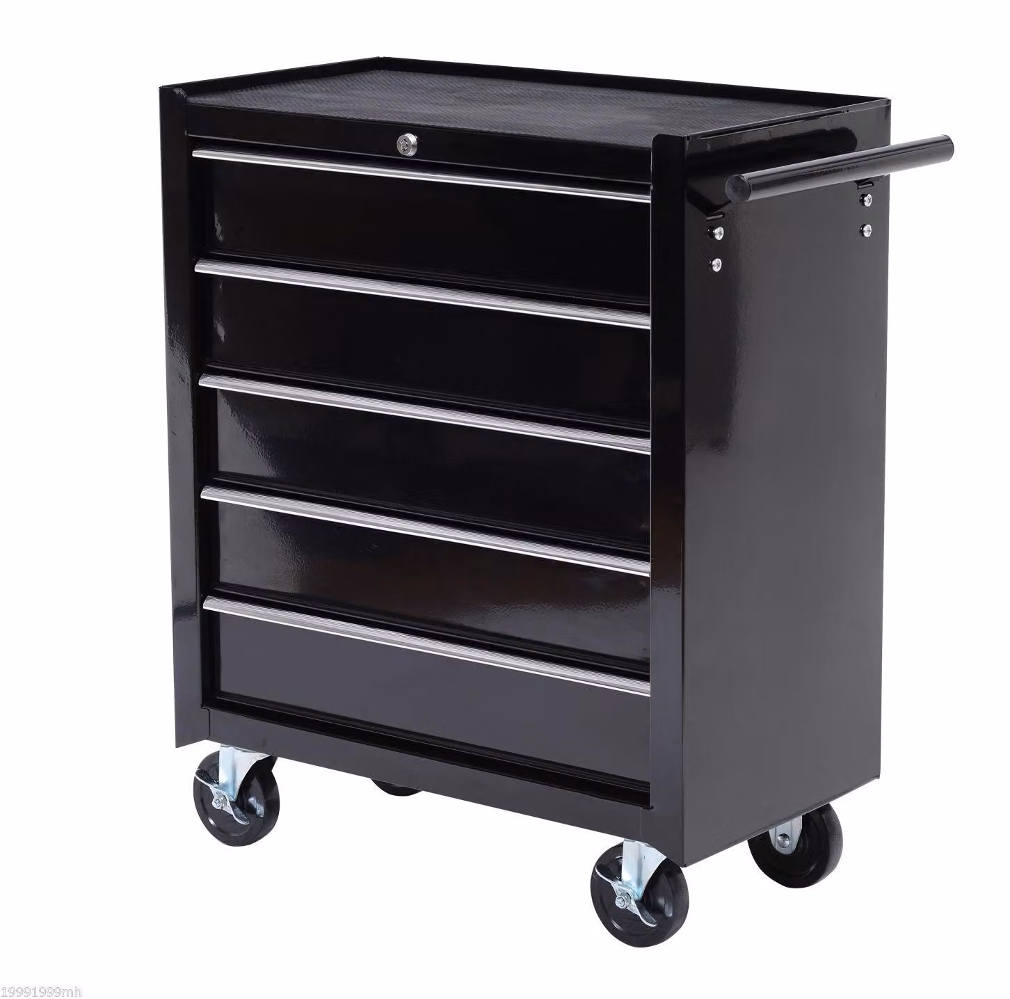 Carrello da officina HOMCOM vuoto, carrello portautensili con serratura e 5 cassetti, nero