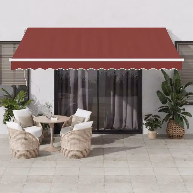 Tenda da sole retrattile manuale VIDAXL in alluminio e poliestere, colore rosso e bianco, L: 400 cm, P: 350 cm