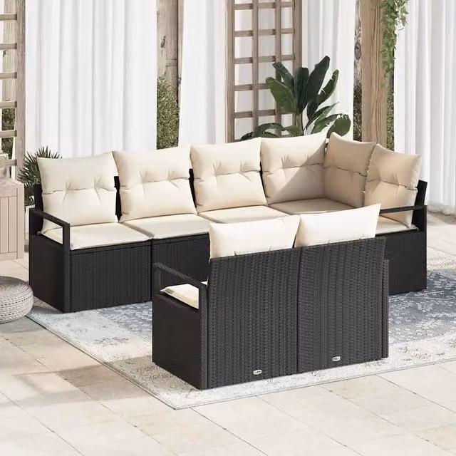 Set di divani 7 pz Nero polyrattan 3346417