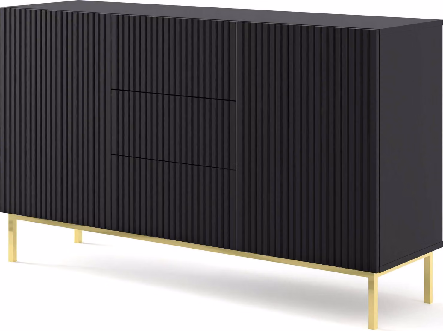 FURNLUX Credenza Ravenna B Nero e Oro 150cm / Colore principale: Nero / Dimensioni: 150 x 89 x 42 cm