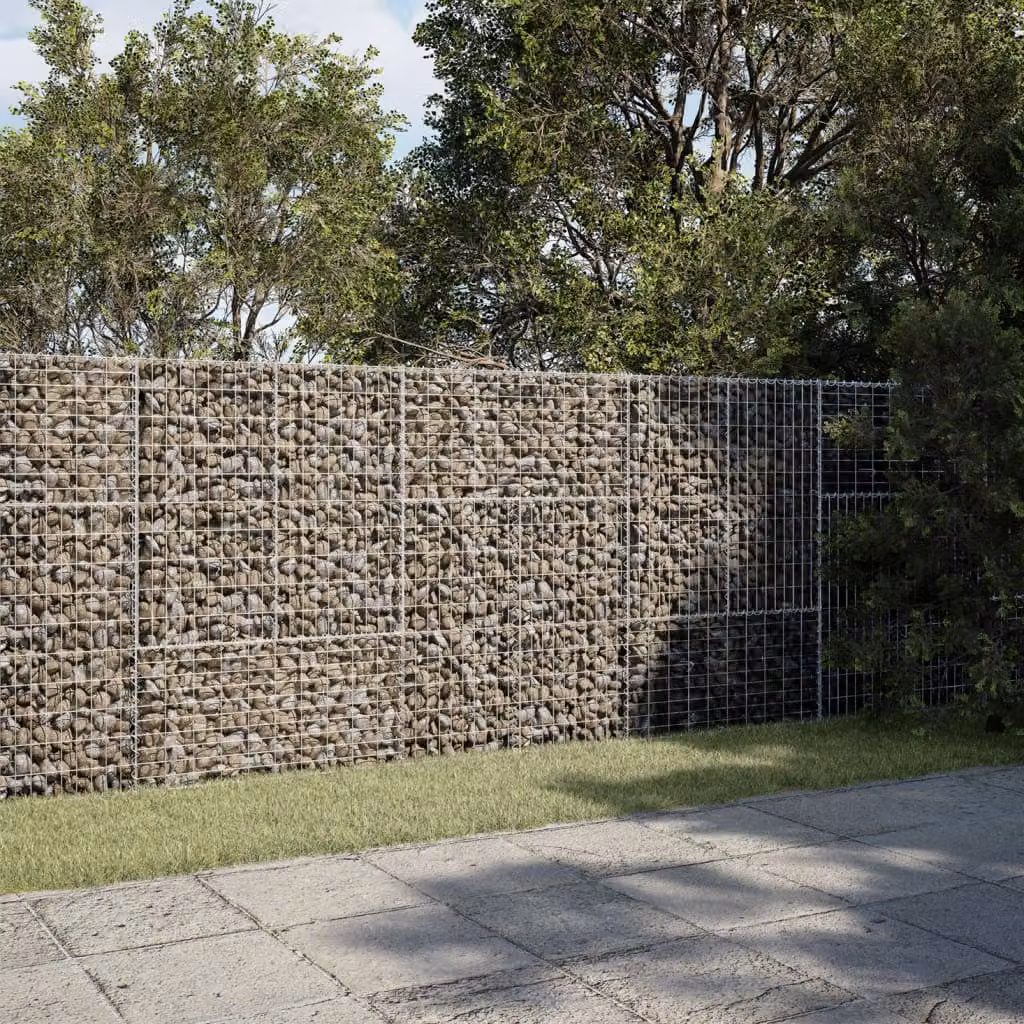 Cesto Gabbione con Copertura vidaXL in Ferro Zincato Grigio L: 300 cm, P: 100 cm, H: 150 cm – 1