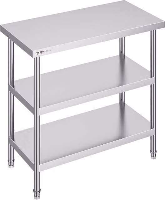 Tavolo da lavoro SCGZT910*455T in acciaio inossidabile 457 x 914 x 864 mm con 2 ripiani regolabili per cucina garage fai da te