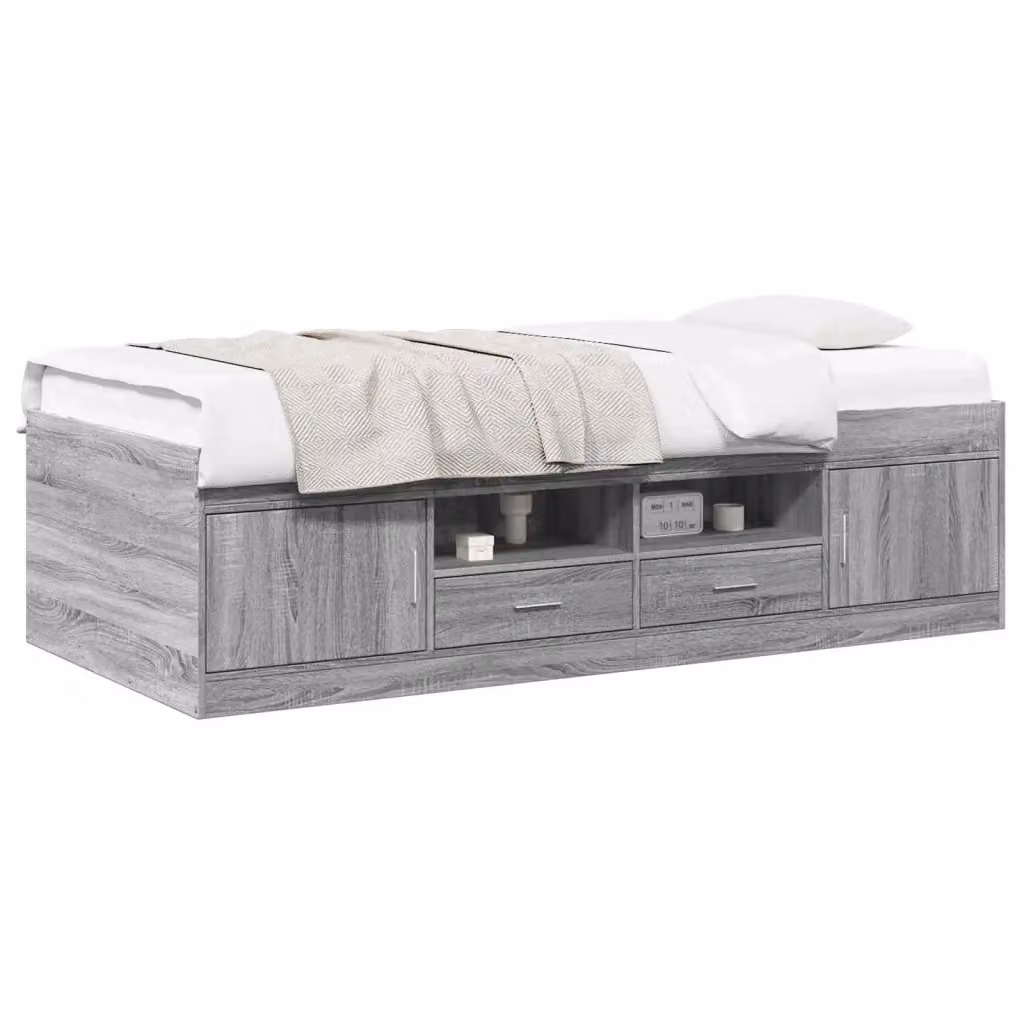 Letto con contenitore vidaXL in legno ingegnerizzato grigio L/P/H: 200 x 80 x 83 cm – 2