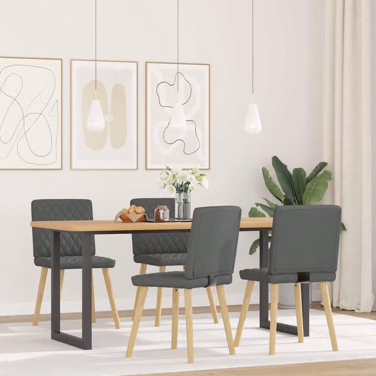Sedie da Pranzo 4 pz Grigio Scuro in Tessuto