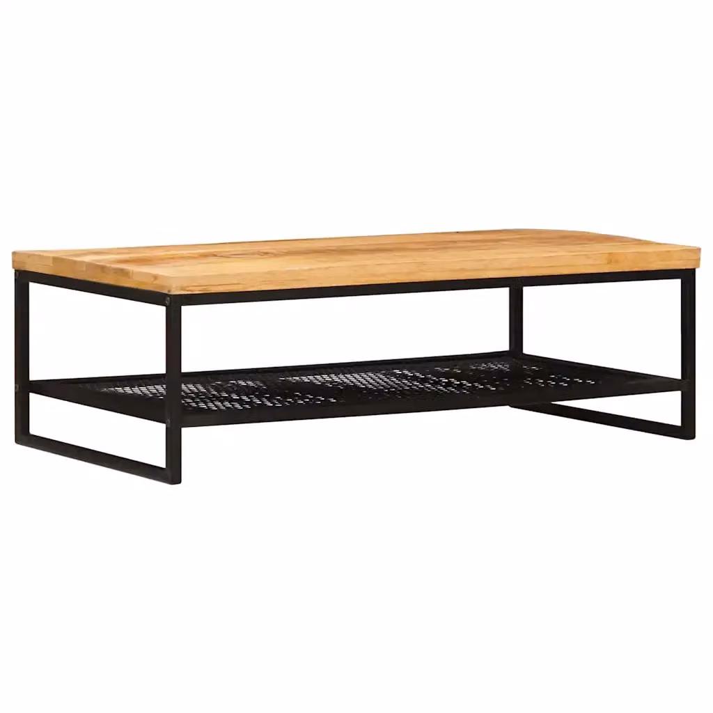 Tavolino da salotto rettangolare vidaXL in legno di mango e metallo, stile industrial, marrone e nero – 2