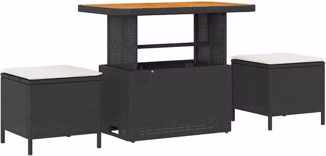 Set da Pranzo per Giardino | Set Salotto da Giardino Nero polyrattan