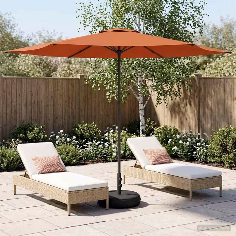 Maison Exclusive - Ombrellone da giardino con base, forma rettangolare, dimensioni 3 x 3 metri, tessuto in poliestere, colore terracotta