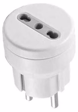 ADATTATORE SEMPLICE SCHUKO/BIVALENTE 10 A spina schuko 2P+T - presa 10/16A 2P+T