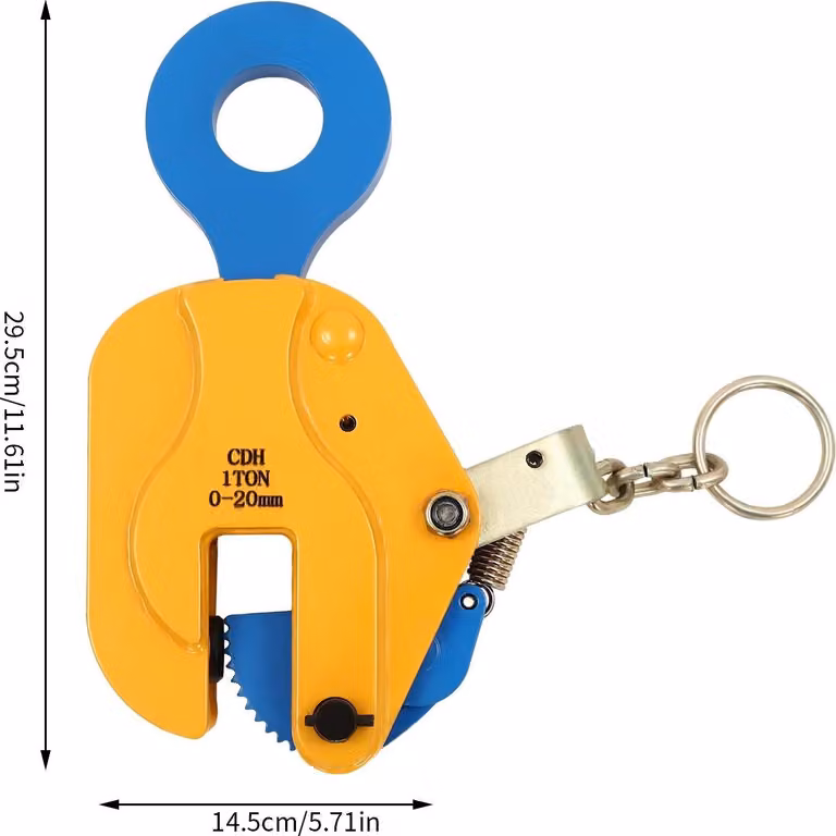 Morsetto per lamiera - Verticale - Portata 1 t (1000 kg) - Apertura 0-20 mm - Acciaio legato - Per lamiere di acciaio - Giallo