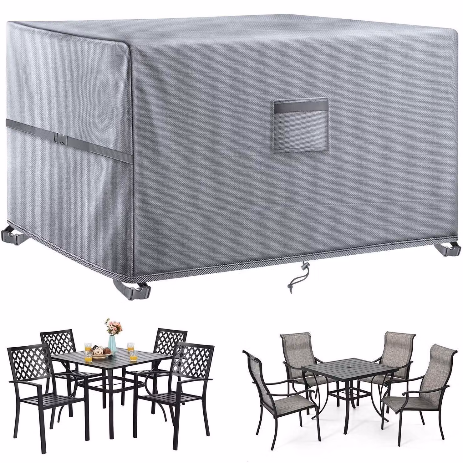 Copertura per mobili da giardino, dimensioni 242x162x100 cm, impermeabile, in tessuto Oxford 420D, resistente, antivento e con protezione UV