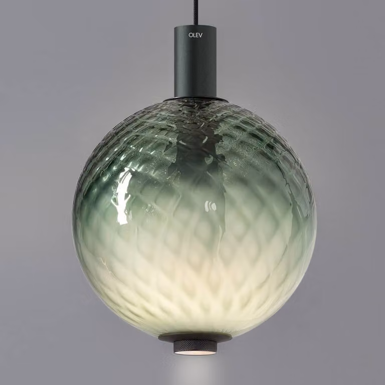 OLEV Lampada a sospensione in vetro Beam Stick Nuance Balloton, dimmerabile, Verde, Soggiorno / Sala da pranzo, Vetro, Design, Lampada a sospensione