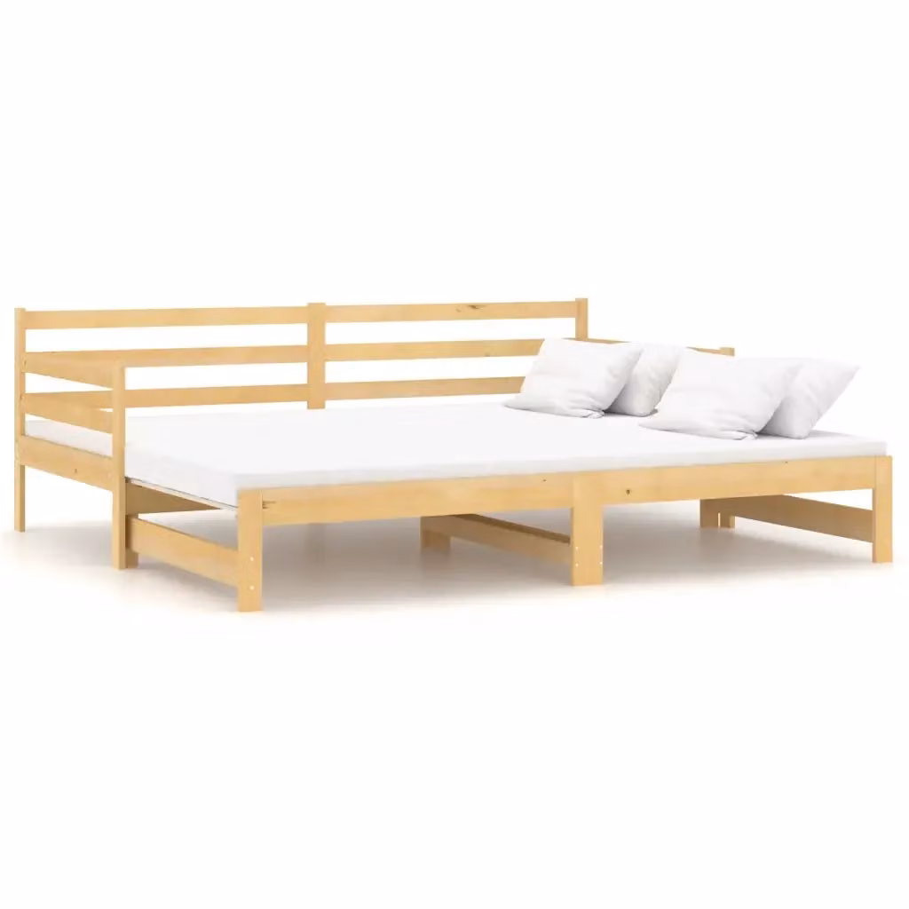 Divano Letto Estraibile vidaXL in Legno Massello di Pino Naturale per Soggiorno L/P/H: 183 x 203 x 69 cm – 2