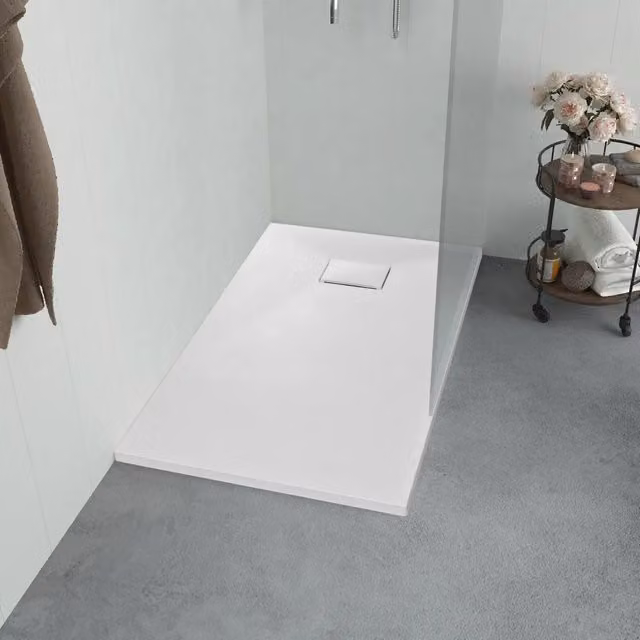 Piatto doccia rettangolare vidaXL in mineral cast bianco antiscivolo L: 90 cm, P: 70 cm – 1