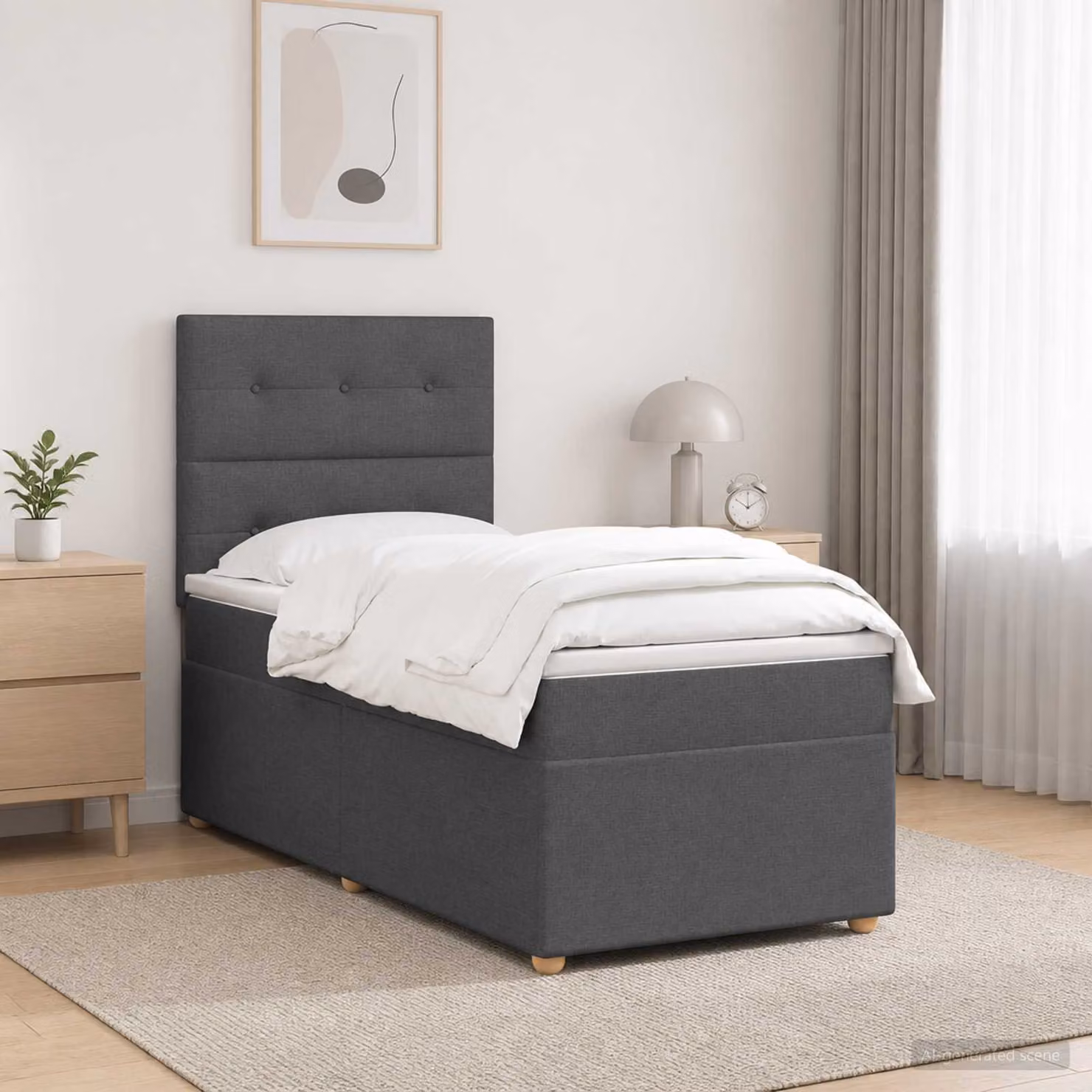 Letto box spring ibrido vidaXL con materasso a molle insacchettate e base contenitore, Grigio, L/P: 200 x 100 cm