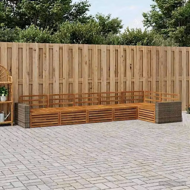 Set di divani da esterno 6 pz Naturale Legno di Acacia Massello 3383427