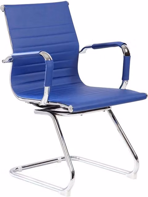 Sedia Poltrona da Attesa da Ufficio Tosini Dallas in Similpelle Blu con Braccioli e Base Cantilever