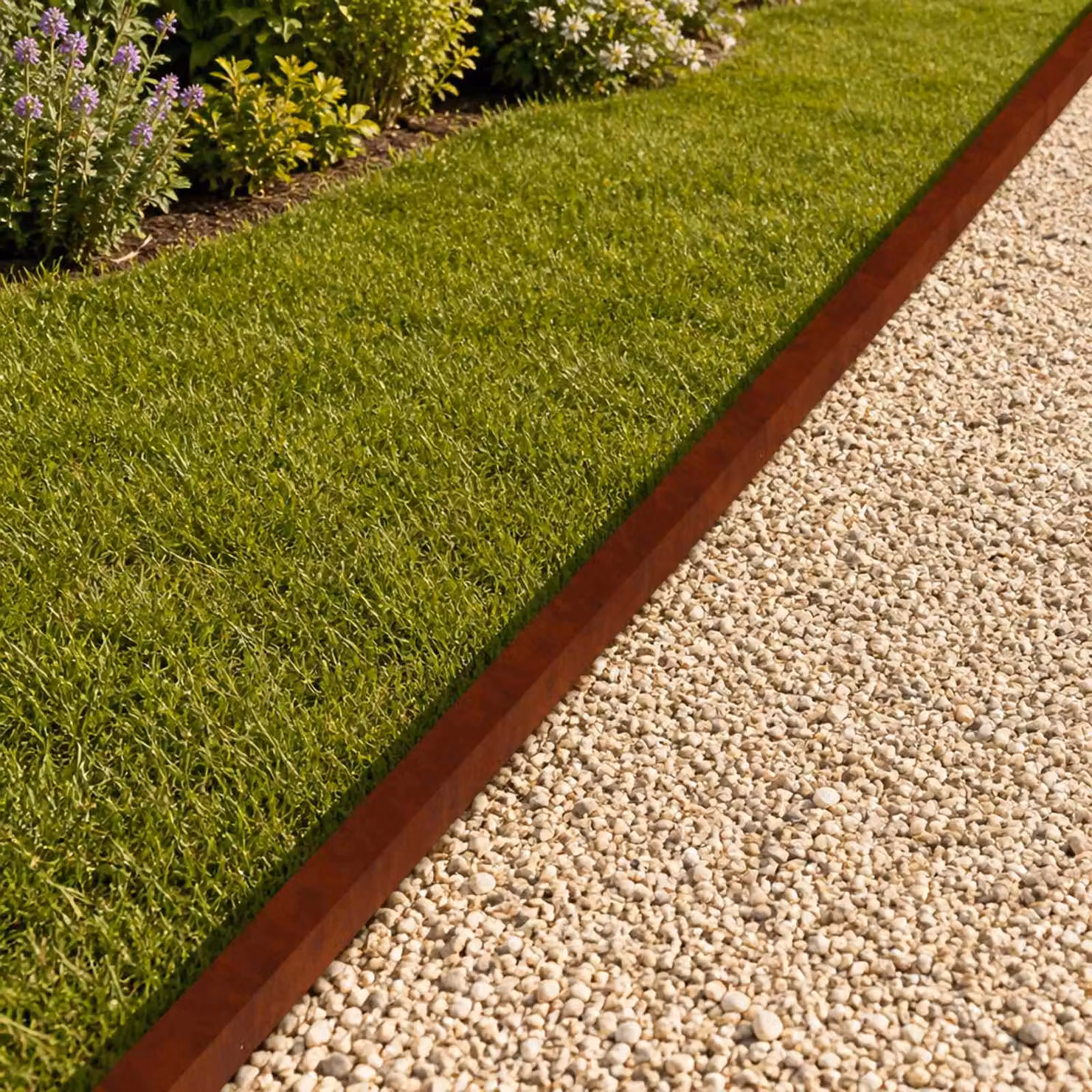 Set di 2 profili di copertura per giardino vidaXL in acciaio marrone L: 100 cm, P: 5 cm, H: 5 cm