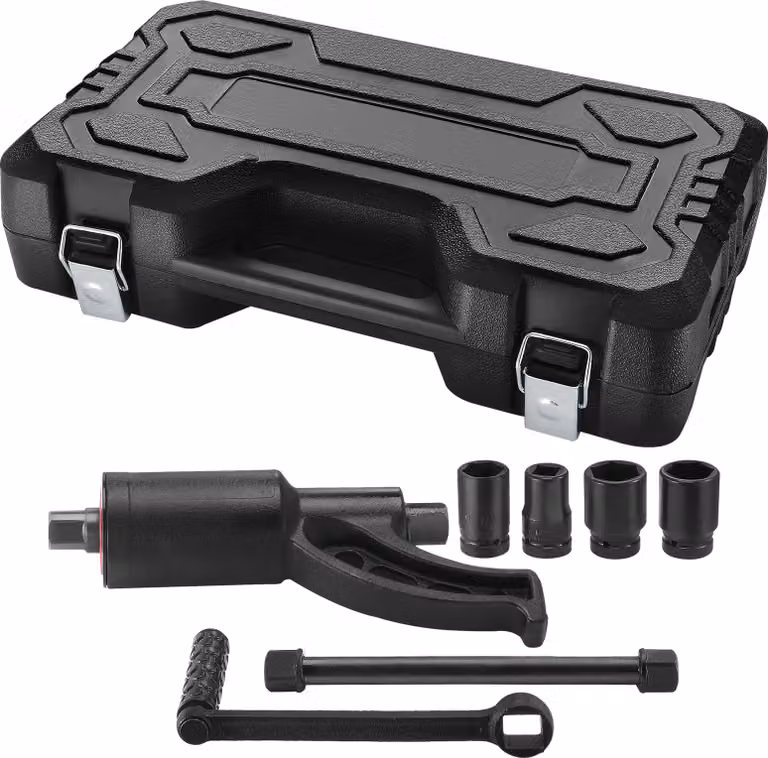 Moltiplicatore di coppia SucceBuy - robusto set di chiavi per dadi ruota con attacco da 1 pollice, rapporto 1:58 con coppia di 4800 Nm, incluse 4 bussole e valigetta per camion