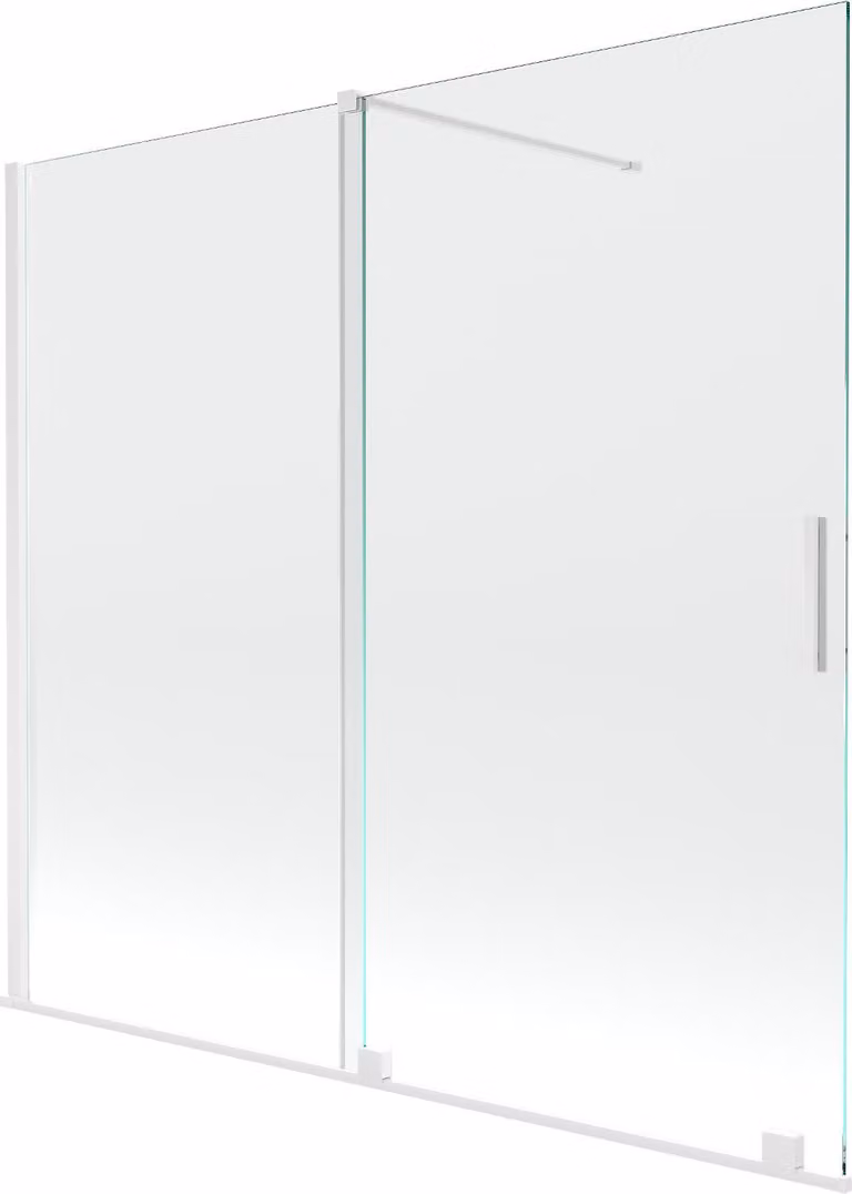 Mexen Velar paravento per vasca da bagno a 2 ante scorrevoli 170 x 150 cm, trasparente, bianco - 896-170-000-01-20