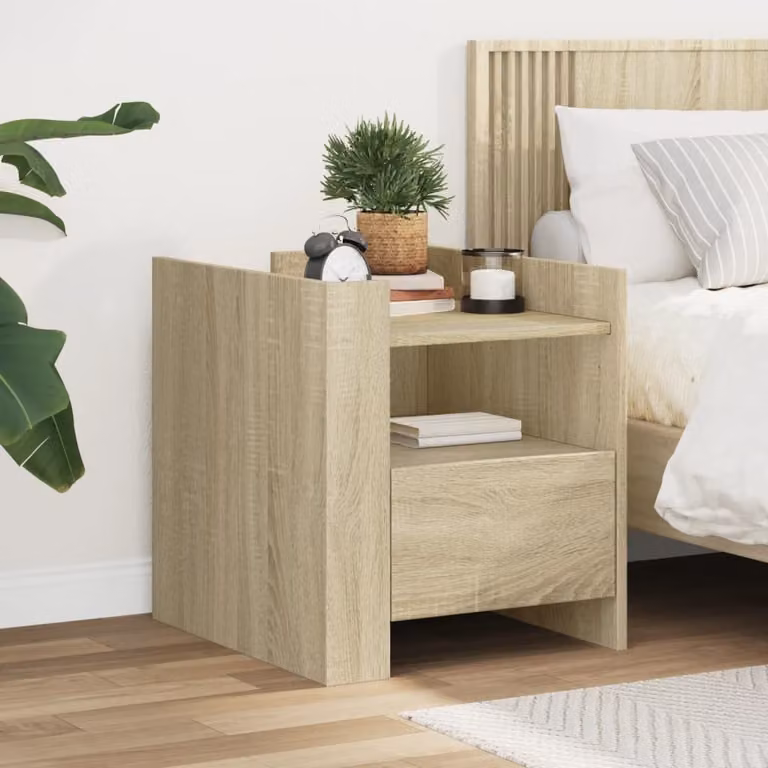 Comodino moderno vidaXL in MDF color beige e marrone, sospeso, L 45 cm x P 50 cm x H 50 cm